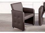 Esszimmersessel EXXPO - SOFA FASHION "Barista, Loungesessel auf Rollen mit hoher Bodenfreiheit", braun (schoko), B:64cm H:90cm T:72cm, Carabu (50%Polyester, 35%Polyacryl, 15%Polyamid);Kunstleder;NaturLeder, Sessel, Esszimmersessel, Sessel Barista Clubsessel auf Rollen, schmale Armlehnen