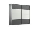 Schwebetürenschrank RAUCH "Quadra Schlafzimmerschrank in vielen Breiten", grau (grau metallic, weißglas), B:271cm H:230cm T:62cm, Holzwerkstoff, Schränke, Schwebetürenschrank, Kleiderschrank Garderobenschrank Schrank mit Glaselementen