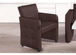 Esszimmersessel EXXPO - SOFA FASHION "Barista, Loungesessel auf Rollen mit hoher Bodenfreiheit", braun, B:64cm H:90cm T:72cm, Carabu (50%Polyester, 35%Polyacryl, 15%Polyamid);Kunstleder;NaturLeder, Sessel, Esszimmersessel, Sessel Barista Clubsessel auf Rollen, schmale Armlehnen