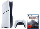 PLAYSTATION 5 Konsolen-Set "PS5 Disk Slim Edition 1TB + Resident Evil Requiem", weiß (weiß, schwarz), B:9,6cm H:35,8cm T:21,6cm, Spielekonsolen
