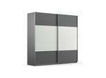 Schwebetürenschrank RAUCH "Quadra Schlafzimmerschrank in vielen Breiten", grau (grau metallic, weißglas), B:226cm H:210cm T:62cm, Holzwerkstoff, Schränke, Schwebetürenschrank, Kleiderschrank Garderobenschrank Schrank mit Glaselementen