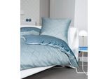 Bettwäsche JANINE "J. D.", steinblau denimblau, B/L: 140cm x 220cm, 1 Stk., 1 Stk., Mako-Satin, B/L: 90cm x 70cm, 2, Mako-Satin, Obermaterial: 100% Baumwolle, Bettwäsche, Bettwäsche, Bettwäsche aus Baumwolle, mit Rauten-Design
