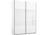 Schwebetürenschrank RAUCH "Quadra Schlafzimmerschrank in vielen Breiten", weiß (weiß, weißglas), B:136cm H:210cm T:62cm, Holzwerkstoff, Schränke, Schwebetürenschrank, Kleiderschrank Garderobenschrank Schrank mit Glaselementen