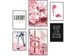 Poster ARTLAND "Lebensstil Beauty", pink (farbe bild(er): pink), B:42cm H:29,7cm, Bilder, Poster, Bilder Set, 6tlg. 4xDIN A4 / 2xDIN A3, ohne Rahmen