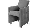 Esszimmersessel EXXPO - SOFA FASHION "Barista, Loungesessel auf Rollen mit hoher Bodenfreiheit", grau, B:64cm H:90cm T:72cm, Sessel, Esszimmersessel, Barista Clubsessel auf Rollen mit schmalen Armlehnen, modernes Design