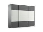 Schwebetürenschrank RAUCH "Quadra Schlafzimmerschrank in vielen Breiten", grau (grau metallic, weißglas), B:315cm H:230cm T:62cm, Holzwerkstoff, Schränke, Schwebetürenschrank, Kleiderschrank Garderobenschrank Schrank mit Glaselementen