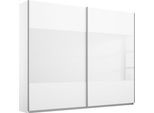 Schwebetürenschrank RAUCH "Quadra Schlafzimmerschrank in vielen Breiten", weiß (weiß, weißglas), B:226cm H:230cm T:62cm, Holzwerkstoff, Schränke, Schwebetürenschrank, Kleiderschrank Garderobenschrank Schrank mit Glaselementen