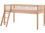 Spielbett VIPACK "Forrest, Absturzschutz mit Sprossen-Optik, Pfostenstärken ca. 50x50mm", braun (buche natur lackiert, buche natur lackiert, buche natur lackiert), B:135,5cm H:114cm L:207,5cm, Betten, 90/200 cm, inkl. Vorhang-Set 3-tlg., Spielbereich unter dem Bett