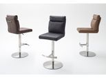 Bistrostuhl MCA FURNITURE "RABEA Barstuhl mit Griff", beige (sand, edelstahl gebürstet, sand), B:40cm H:91cm T:58cm, Kunstleder, Stühle, Bistrostuhl, Bodenplatte rund, 360 drehbar, Sitzhöhe einstellbar von 53-78 cm