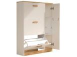 Mid.you Schuhschrank , Weiss, Honigeiche , Holzwerkstoff , 2 Fächer , 80x105x24 cm , stehend , Garderobe, Schuhaufbewahrung, Schuhschränke
