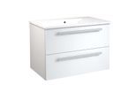 Waschtisch WELLTIME "Serena, Waschbeckenunterschrank inkl. Waschbecken, Badmöbel", weiß (glossy weiß, weiß), B:81,5cm H:50cm T:46,5cm, Waschtische, Waschtisch, Breite 81,5 cm, Soft-Close-Funktion, FSC