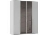 Drehtürenschrank RAUCH "Schrank Garderobe SKAT SHINE Breiten 151/201/251/301cm, Höhe 223/235cm", grau (seidengrau), B:201cm H:223cm T:63cm, Glas, Holzwerkstoff, Schränke, Drehtürenschrank, edle Schrankfront mittig hochwertige Glasrahmentüren MADE IN GERMANY