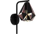EGLO Wandleuchte "CARLTON 4 Wandlampe, IP20, Stahl, Wohnzimmerlampe, Bürolampe, Lampe", schwarz (schwarz, kupferfarben), 1, H: 31,5cm, Leuchten, Wandleuchte, L16 x H31,5 cm, schwarz, kupferfarben-antik, 1X60W exkl., Wandleuchte