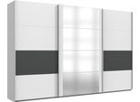 Schwebetürenschrank WIMEX "Barmbek Schlafzimmerschrank Garderobenschrank", weiß (weiß, graphit, spiegel), B:360cm H:236cm T:64cm, Holzwerkstoff, Schränke, Schwebetürenschrank, Kleiderschrank mit 2 Stoffboxen und 2 zusätzlichen Böden, Spiegeltür