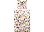Bettwäsche PRIMERA "Primera Mako-Satin-Bettwäsche Viola", gelb, B/L: 135cm x 200cm, 1 Stk., 1 Stk., Mako-Satin, B/L: 80cm x 80cm, 2 Stk., Mako-Satin, Obermaterial: 100% Baumwolle, Bettwäsche, Bettwäsche, mit einem kräftigen Blumenmuster