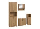 Badmöbel-Set WELLTIME "MANI, 4-tlg. Badkombination, Paneeloptik", artisan oak nachbildung, B:180cm H:192cm T:30cm, Kastenmöbel-Sets, Badmöbel-Set, Bad-Kombination, Bad-Möbel, Badezimmer, Kombination, Kombi