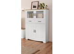 Highboard OTTO HOME "Trinidad", gelb (weiß, honigfarben), B:102cm H:155cm T:37cm, Massivholz, Sideboards, Highboard, Vitrine, Breite 102 cm