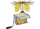 Nudelmaschine GEFU "PASTA PERFETTA", silber (silberfarben), B:19,8cm H:14,4cm T:19,9cm, Nudelmaschinen, Nudelmaschine, 3 Nudelsorten, 10 Trocknungsarme