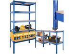 tectake® Schwerlastregal, mit 5 Böden, mit Querstreben, abgerundeten Kanten und bodenschonende Kunststoffkappen, 90,5 x 45,5 x 180,5 cm