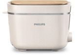 PHILIPS Toaster "HD2640/10 Eco Conscious Collection", weiß (seidenweiß matt), B:28,5cm T:16,2cm, Toaster, Aufwärm- und Auftaufunktion, biobasierter Kunststoff, Seidenweiß matt, Toaster