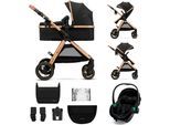 Kombi-Kinderwagen KINDERKRAFT "ESME 3IN1", Baby, schwarz, Polyester, Stahl, Kinderwagen Kombi-Kinderwagen, inkl. Babyschale MINK PRO 2 i-Size (40–87 cm)