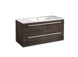 Waschtisch WELLTIME "Serena, Waschbeckenunterschrank inkl. Waschbecken, Badmöbel", braun (braun oak, braune eiche), B:101,5cm H:50cm T:46,5cm, Waschtische, Waschtisch, Breite 101,5 cm, Soft-Close-Funktion, FSC