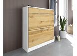 Schuhschrank BORCHARDT MÖBEL "Oliva", weiß (weiß matt, eiche wotan), B:89cm H:96cm T:24cm, Schränke, Schuhschrank, Stehende Montage, Wandmontage & Glasböden unter Mehr aus der Serie