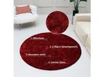 Hochflor-Teppich BRUNO BANANI "Dana Teppich, Kundenliebling" Gr. 9, rot, H:30mm Ø:140cm, Kunstfaser, Teppiche, unifarben, Mikrofaser Teppiche, Wohnzimmer, Schlafzimmer, Esszimmer