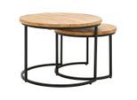 Livetastic Couchtisch, Natur, Schwarz, Holz, Metall, Mangoholz, massiv, Holz, rund, Säule, 60-75x40-50x60-75 cm, einfacher Aufbau, Wohnzimmer, Wohnzimmertische, Couchtische