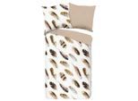 Möbelix , Braun, Beige, Ecru , Textil , Federn , 155x220 cm , atmungsaktiv , Heimtextilien, Schlaftextilien, Bettwäsche, Baumwoll Bettwäsche