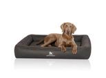 Knuffelwuff Orthopädisches Hundebett aus Laser gestepptem Kunstleder Montego schwarz XXL