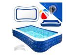KESSER® Aufblasbarer Pool Familienpool für Kinder und Erwachsene Gartenschwimmbad Familienschwimmbad Sommer Planschbecken Füllmenge Kinderfreundlich Entwässerungslöcher