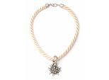Collier ALLGÄU REBELL "Marlene", Damen, Gr. onesize, Textil, beige, Basic, Halsketten Collier, mit Edelweißanhänger