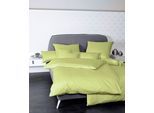 Bettwäsche JANINE "Colors", grün (hellgrün), B/L: 240cm x 220cm, 1 Stk., 2 Stk., Mako-Satin, B/L: 80cm x 80cm & 80cm x 80cm, 3 Stk., Mako-Satin, Obermaterial: 100% Baumwolle, Bettwäsche, Bettwäsche, feinfädige uni Bettwäsche für alle Jahreszeiten, Markenreißverschluss