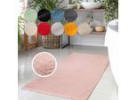 Badematte CARPET CITY "Topia Mats, Badteppich uni", rosa, H:14mm, Polyester, Badematten, Badematte, Hochflor, Kaninchen Haptik, Polyester, Badezimmerteppich, waschbar
