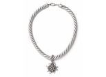 Collier ALLGÄU REBELL "Marlene", Damen, Gr. onesize, Textil, grau (anthrazit), Basic, Halsketten Collier, mit Edelweißanhänger