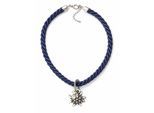 Collier ALLGÄU REBELL "Marlene", Damen, Gr. onesize, Textil, blau (marine), Basic, Halsketten Collier, mit Edelweißanhänger