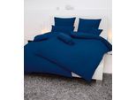 Bettwäsche JANINE "PIANO 0125 31, Seersucker 100% Baumwolle, uni, bügelfrei", blau (marine), B/L: 240cm x 220cm, 1 Stk., 2 Stk., Soft-Seersucker, B/L: 80cm x 80cm & 80cm x 80cm, 3 Stk., Soft-Seersucker, Obermaterial: 100% Baumwolle, Bettwäsche, Bettwäsche, Markenreißverschluss, feinfädige Qualität, gekämmte Mako-Garne