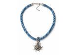 Collier ALLGÄU REBELL "Marlene", Damen, Gr. onesize, Textil, blau, Basic, Halsketten Collier, mit Edelweißanhänger