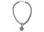 Collier ALLGÄU REBELL "Marlene", Damen, Gr. onesize, Textil, grau, Basic, Halsketten Collier, mit Edelweißanhänger
