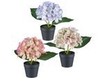 Kunstblume CREATIV GREEN "Mini-Hortensie in Pastellfarben", bunt, B:25cm H:20cm L:13cm, Kunststoff, Kunstpflanzen, mit Glitzerschimmer