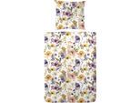 Bettwäsche PRIMERA "Primera Mako-Satin-Bettwäsche Viola", gelb, B/L: 135cm x 200cm, 1 Stk., 1 Stk., Mako-Satin, B/L: 80cm x 80cm, 2 Stk., Mako-Satin, Obermaterial: 100% Baumwolle, Bettwäsche, Bettwäsche, mit einem kräftigen Blumenmuster