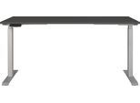 Schreibtisch GERMANIA "Jet", grau (graphit, silber, silber, graphit), B:160cm H:72cm T:80cm, Tische, Schreibtisch, moderne Farbvariationen, Breite 120/140/160/180 cm, Made in Germany