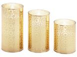 LED-Kerze OTTO HOME "Jarle, Weihnachtsdeko", gold (goldfarben), Ø:7,5cm, Echtwachs, Glas, Kerzen, LED-Kerze, Ø ca. 7,5 cm, aus Echtwachs, unterschiedliche Größen, Batteriebetrieb