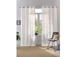 Vorhang OTTO HOME "Linsdorf" Gr. 3, weiß (wollweiß), B:140cm H:245cm, Polyester, Gardinen, Vorhang, Leinenstruktur