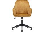 Schreibtischstuhl MCA FURNITURE "O-Ottawa", gelb (curry, schwarz, curry), B:59cm H:88cm T:65cm, Polyester, Stühle, Schreibtischstuhl, Velvet, Bürostuhl mit Komfortsitzhöhe stufenlos verstellbar