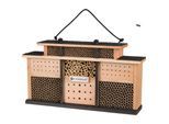WONDERMAKE® Design Insektenhotel aus Holz mit 7 Zimmern und Terrasse, Bienenhotel groß hängend Nisthilfe für Wildbienen, 48 x 10,5 x 27 cm, braun schwarz