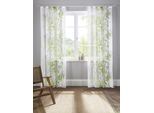 Gardine OTTO HOME "Ina" Gr. 1, grün, B:144cm H:145cm, Voile, Polyester, Gardinen, Gardine, transparent, 2-er Set, einseitig bedruckt, Voile