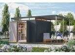 Gerätehaus KARIBU "Titanium 3,5 SET mit Anbaudach", anthrazit, Gerätehäuser, Metall, Gerätehaus