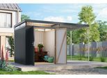 Gerätehaus KARIBU "Titanium 2 SET mit Anbaudach", anthrazit, Gerätehäuser, Metall, Gerätehaus